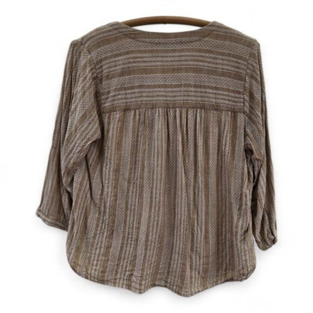J.Jill Womens Striped Beige & White Rayon Top Size M - Picture 2 of 4